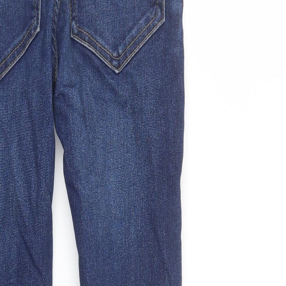 Brand and care label for Matalan girls’ blue cotton skinny jeans, size 10, years regular button