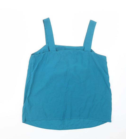 F&F Womens Green Polyester Basic Tank Size 12 Square Neck