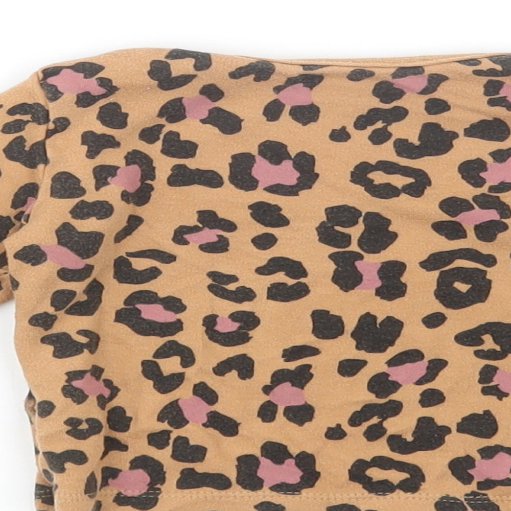 George Baby Brown Animal Print Cotton Basic T-Shirt Size 6-9 Months Crew Neck Pullover