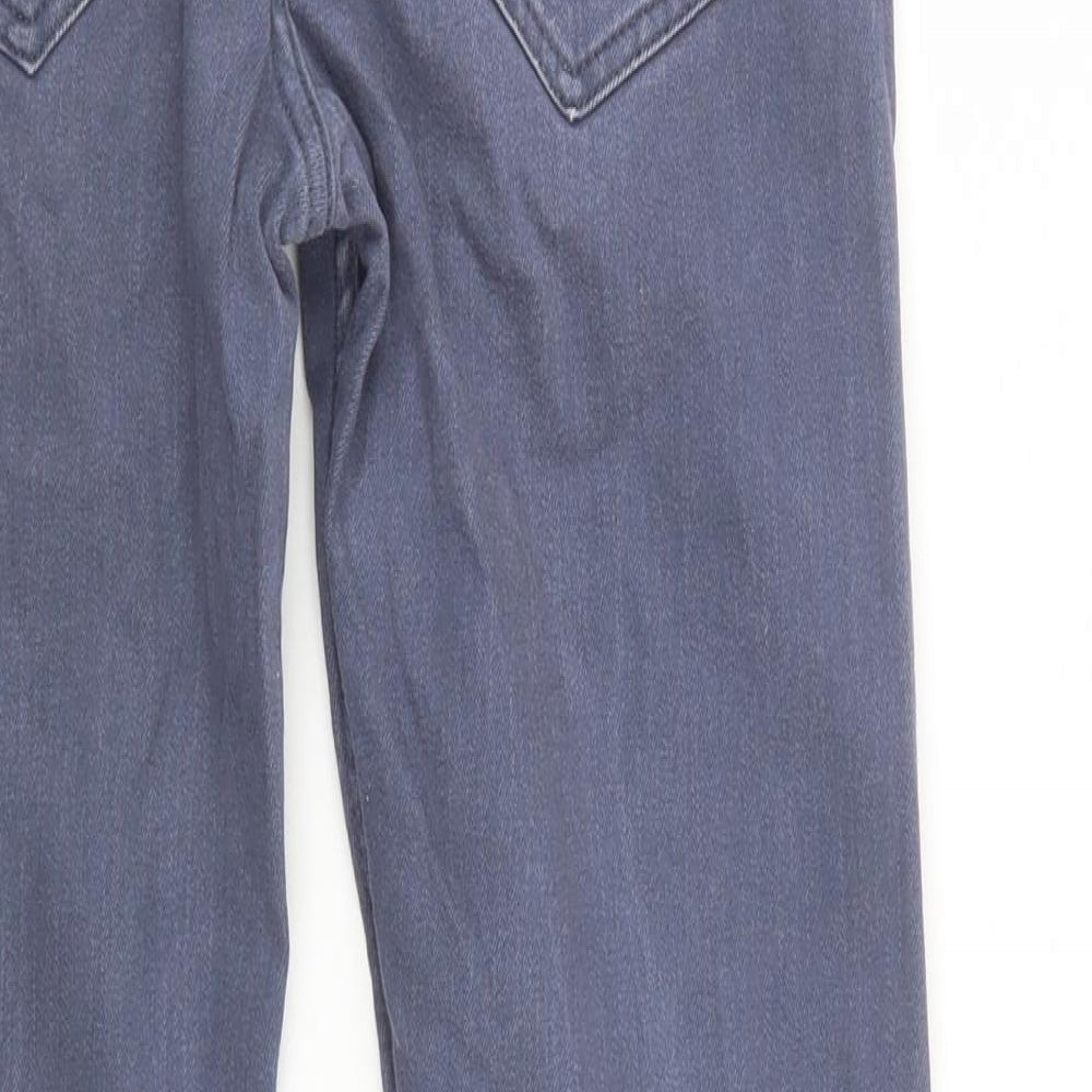Brand and care label for Primark women’s blue cotton skinny jeans, size UK 28, 30-inch leg regular button