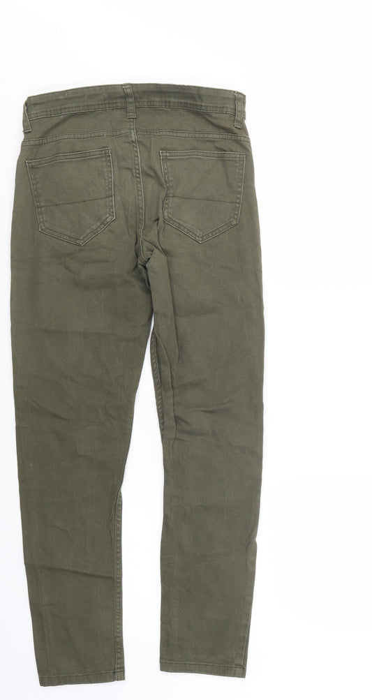 Primark Womens Green Cotton Skinny Jeans Size 28 L30 in Regular Button