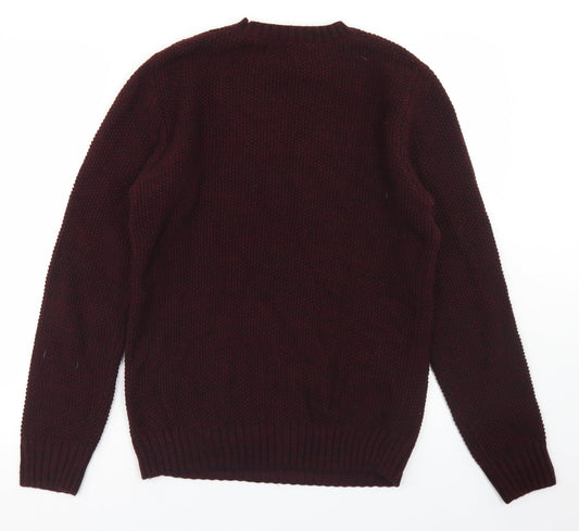 Cedar Wood State Mens Purple Crew Neck Acrylic Pullover Jumper Size S