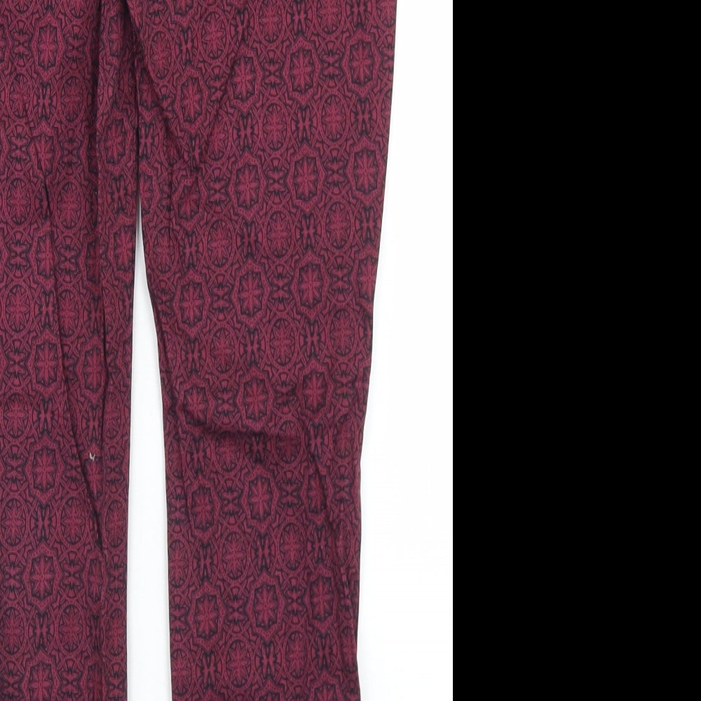 Atmosphere Womens Purple Argyle/Diamond Cotton Dress Pants Trousers Size 8 L24 in Regular Hook & Eye