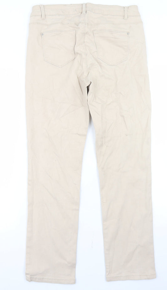 Dunnes Stores Womens Beige  Cotton Skinny Jeans Size 14 L28 in Regular Button