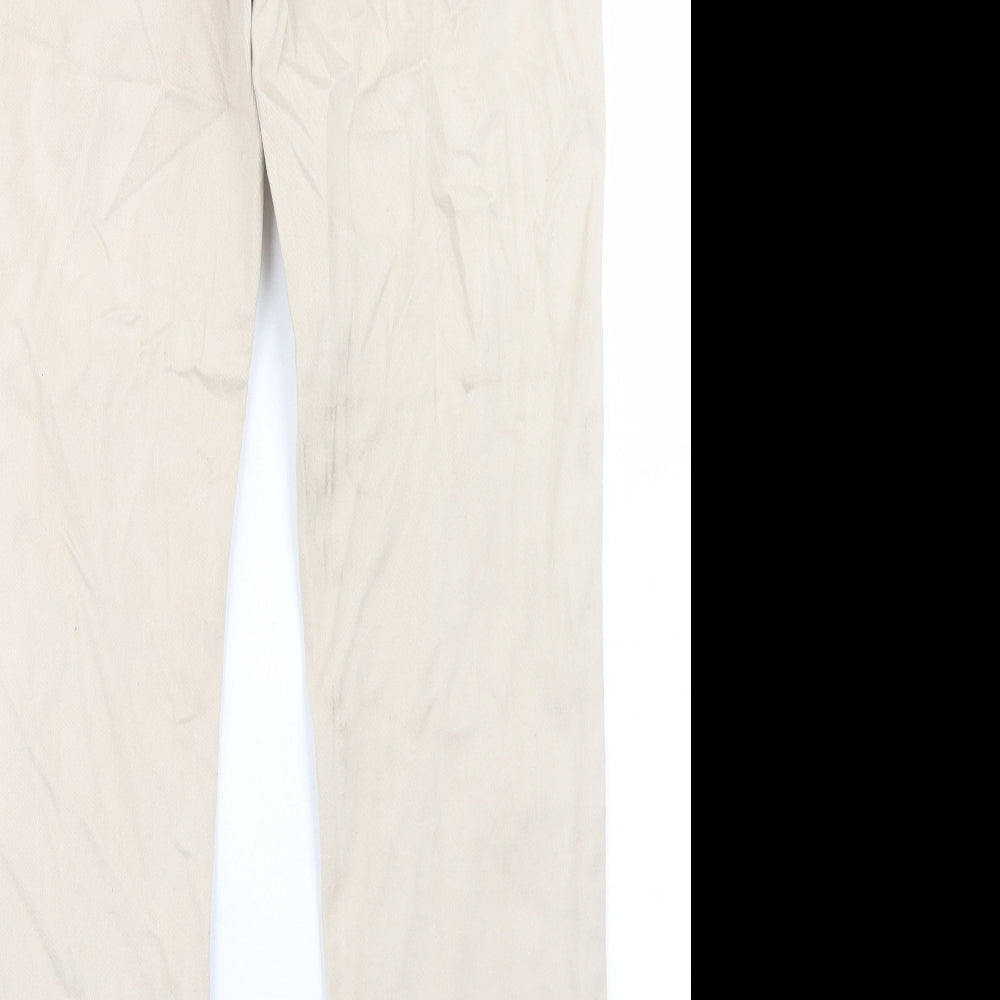 Dunnes Stores Womens Beige Cotton Skinny Jeans Size 14 L28 in Regular Button