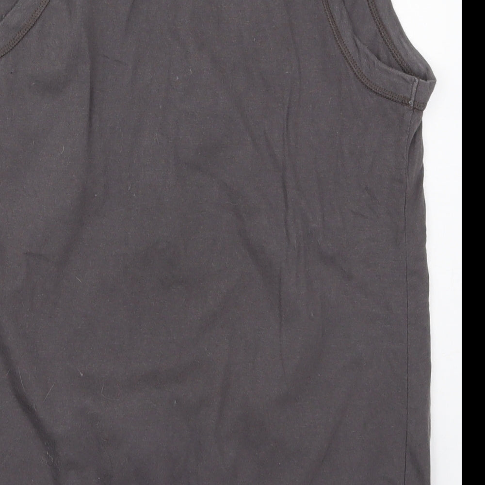 Ethel Austin Womens Grey Cotton Basic Tank Size 12 Round Neck