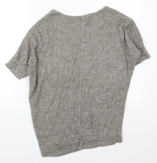 Apricot Womens Grey Round Neck Acrylic Pullover Jumper Size S