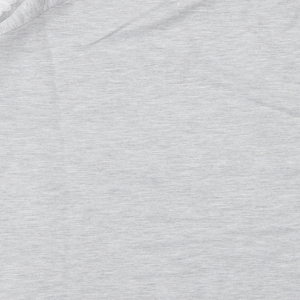 Brand and care label for Dunnes women’s grey floral polyester pullover sweatshirt, size L, pullover