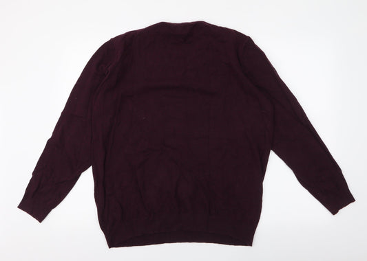 Matalan Mens Purple Round Neck Cotton Pullover Jumper Size XL