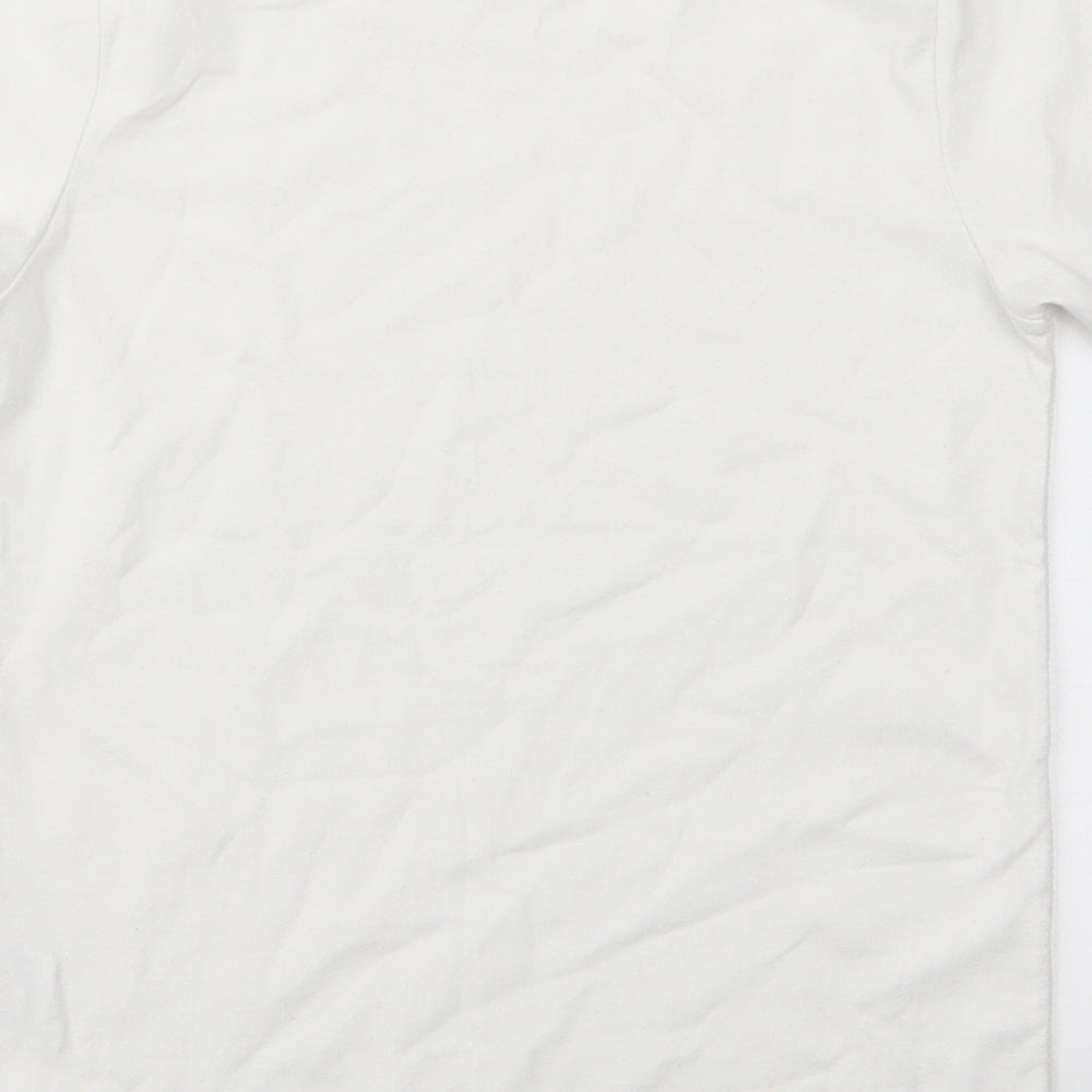 River Island Boys White Cotton Jersey T-Shirt Size 5-6 Years Round Neck Pullover