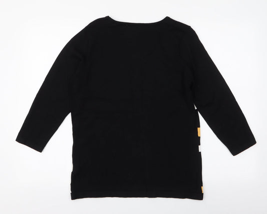 Gerard Womens Black Round Neck Striped Viscose Pullover Jumper Size S