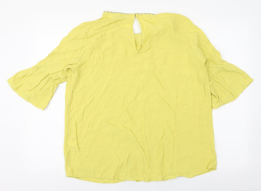 NEXT Womens Green Viscose Basic Blouse Size 18 Round Neck