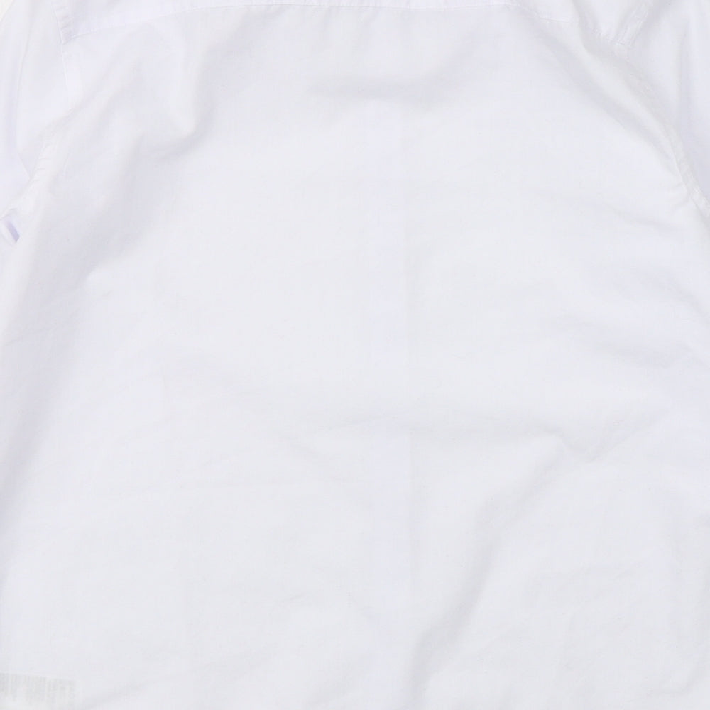 Marks and Spencer Boys White Polyester Basic Button-Up Size 13-14 Years Collared Button