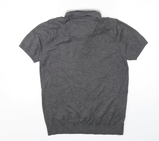 NEXT Mens Grey Collared Cotton Pullover Jumper Size M