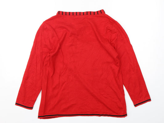 Just Elegance Womens Red Round Neck Viscose Pullover Jumper Size M