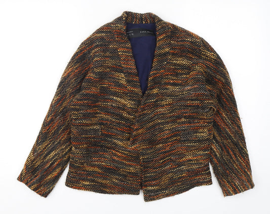 Additional front view of Zara women’s multicoloured striped polyester jacket blazer, size S