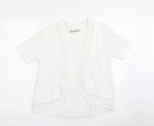 Additional front view of Pure & Natural women’s white v-neck cotton cardigan jumper, size L