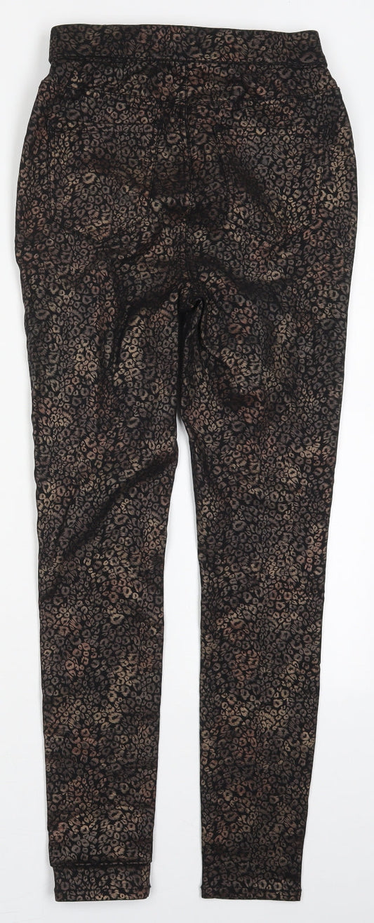 TU Womens Brown Animal Print Viscose Jegging Jeans Size 8 L27 in Regular