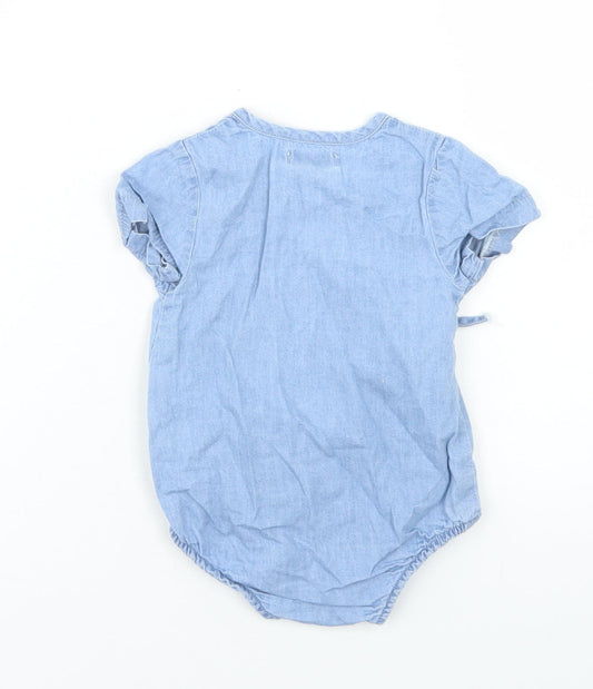 La Redoute Girls Blue Cotton Babygrow One-Piece Size 0-3 Months Tie