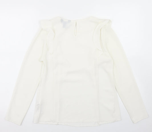 Womens UK Size 10 New Look Ivory Basic Blouse