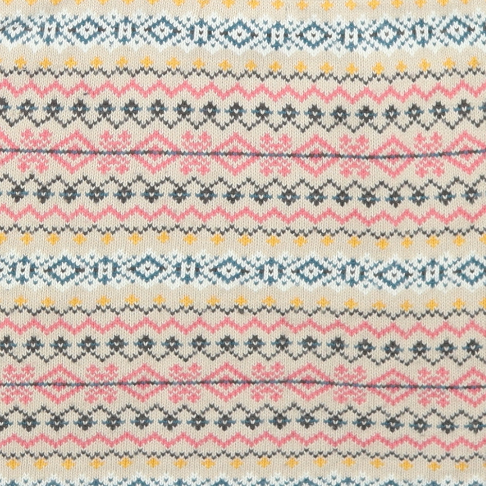 Brand and care label for Atmosphere women’s beige fair isle acrylic a-line skirt, size UK 12
