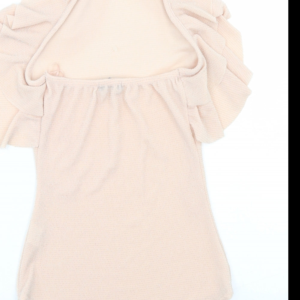 Brand and care label for Select women’s pink polyester bodysuit one-piece, size UK 12