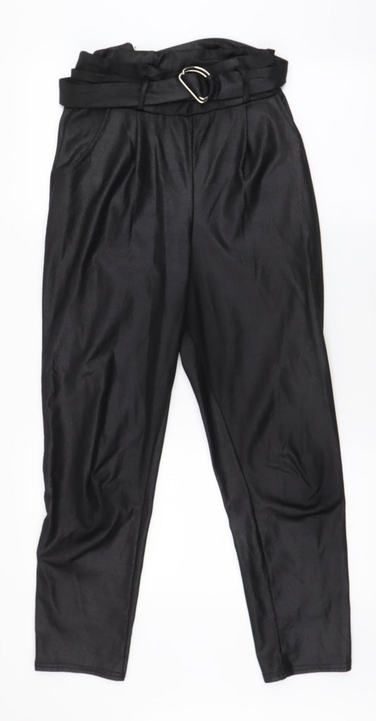 Womens UK Size 8 PRETTYLITTLETHING Regular Fit Dress Pants Black Trousers