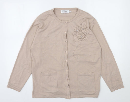Womens UK Size M Reflect Beige Cardigan Jumper