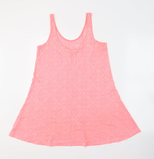 Papaya Womens Pink Geometric Cotton Tunic Tank Size 8 Round Neck
