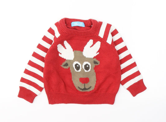 Rebel Baby Red Striped Cotton Pullover Jumper Size 9-12 Months Pullover - Christmas jumper