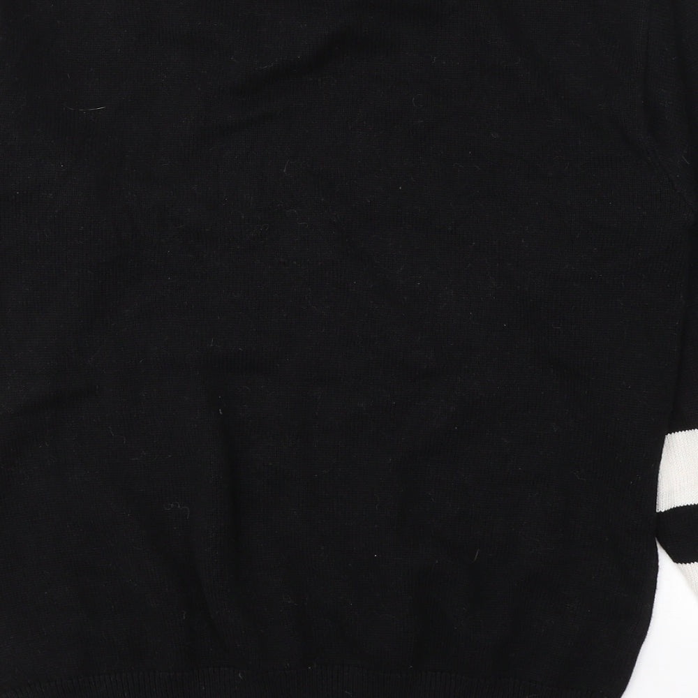 Lodge Mens Black Round Neck Cotton Pullover Jumper Size S