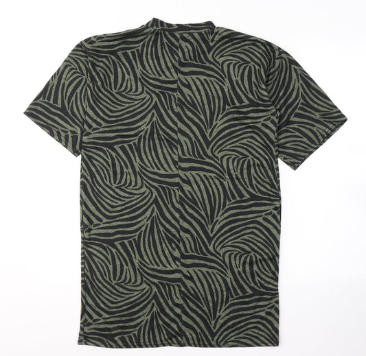 PRETTYLITTLETHING Womens Green Animal Print Polyester T-Shirt Dress Size 6 Round Neck Pullover