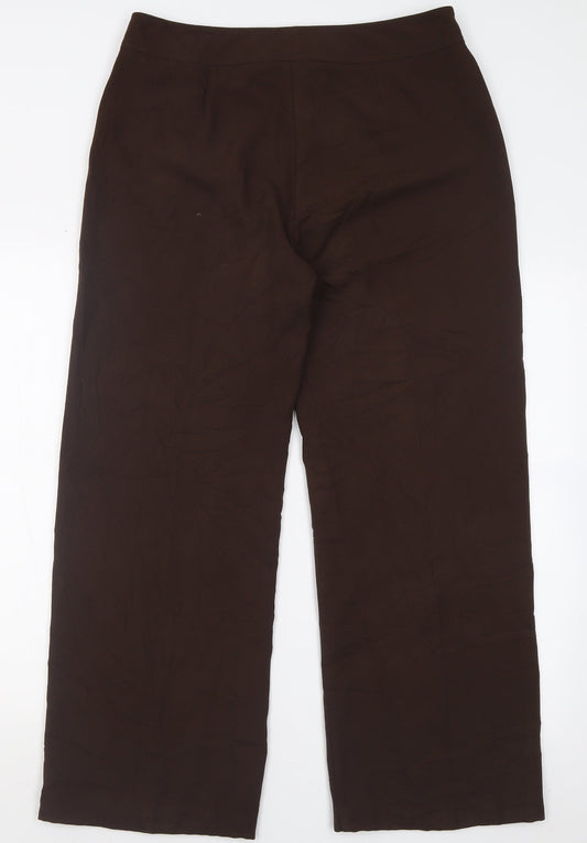 Womens UK Size 14 Gold Regular Fit Brown Trousers
