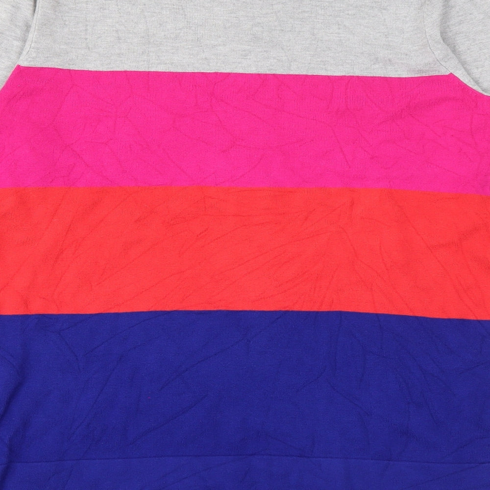 Nutmeg Womens Multicoloured Scoop Neck Striped Viscose Pullover Jumper Size 8