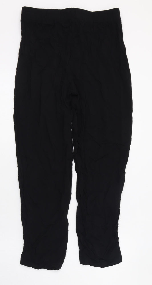 Primark Womens Black Viscose Capri Trousers Size 10 L26 in Regular Tie