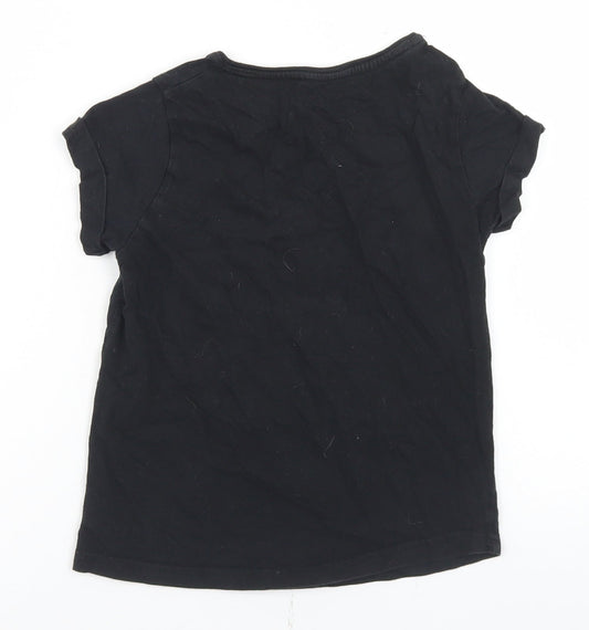 Primark Girls Black Cotton Basic T-Shirt Size 8-9 Years Round Neck - Squad