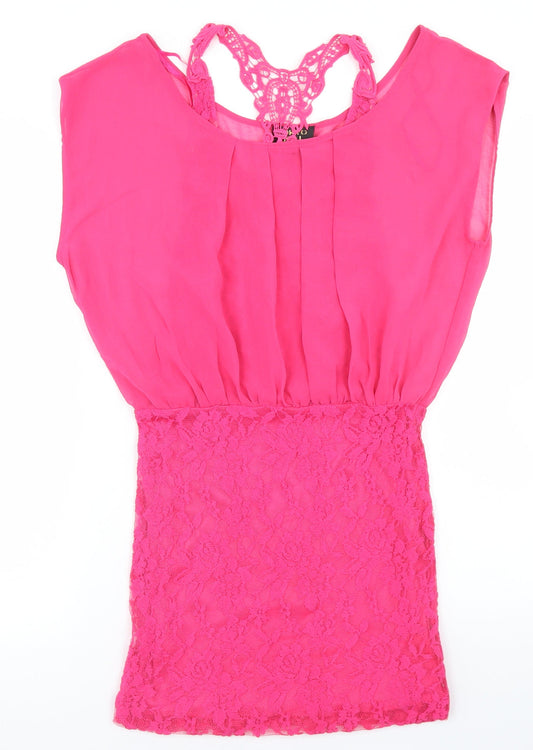Tokyo Doll Womens Pink Polyester Pencil Dress Size 12 Round Neck