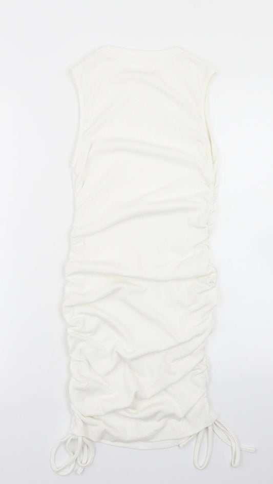 Preworn Womens White Cotton Bodycon Size S Mock Neck