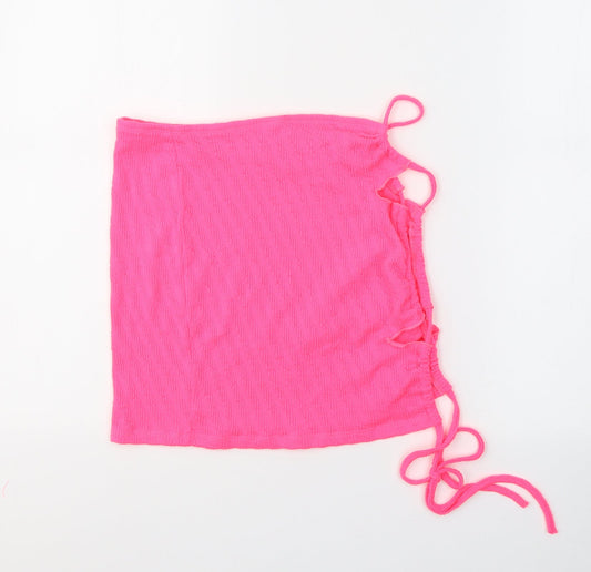 SheIn Womens Pink Polyester Wrap Tank Size S Square Neck