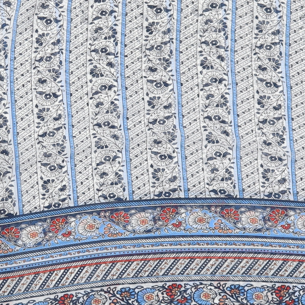 Papaya Womens Blue Floral Polyester Basic Blouse Size M Round Neck