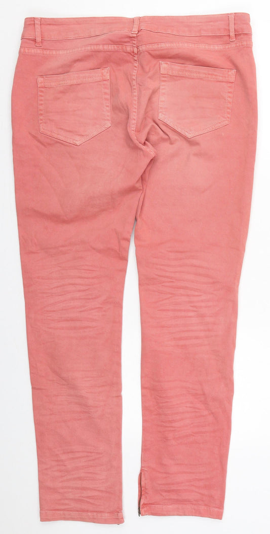 La Redoute Womens Pink  Cotton Skinny Jeans Size 14 L30 in Regular Button