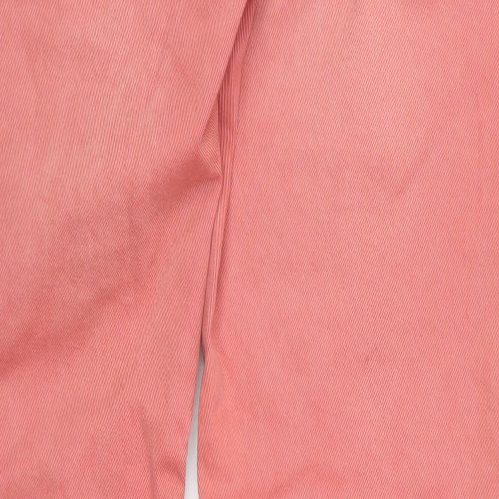 Brand and care label for La Redoute women’s pink cotton skinny jeans, size UK 14, 30-inch leg regular button