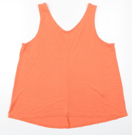 George Womens Orange Viscose Basic Tank Size 18 V-Neck