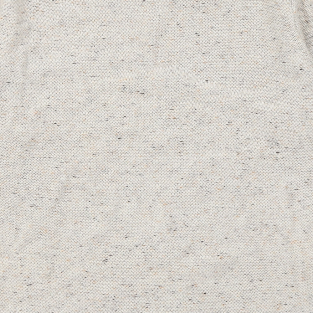 Red Herring Mens Beige Crew Neck Geometric Acrylic Pullover Jumper Size S