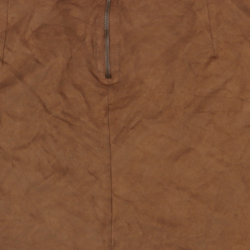 Yns Tekstil Womens Brown Polyester A-Line Skirt Size 32 in Zip