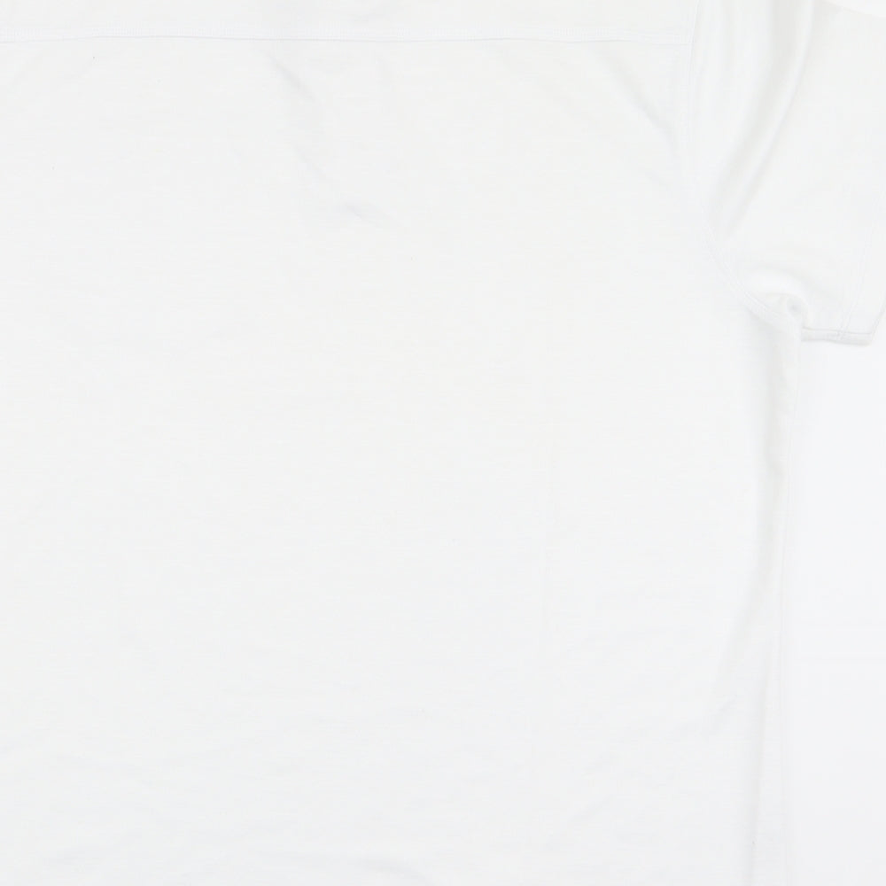 Carabou Mens White Polyester Polo Size XL Collared Button