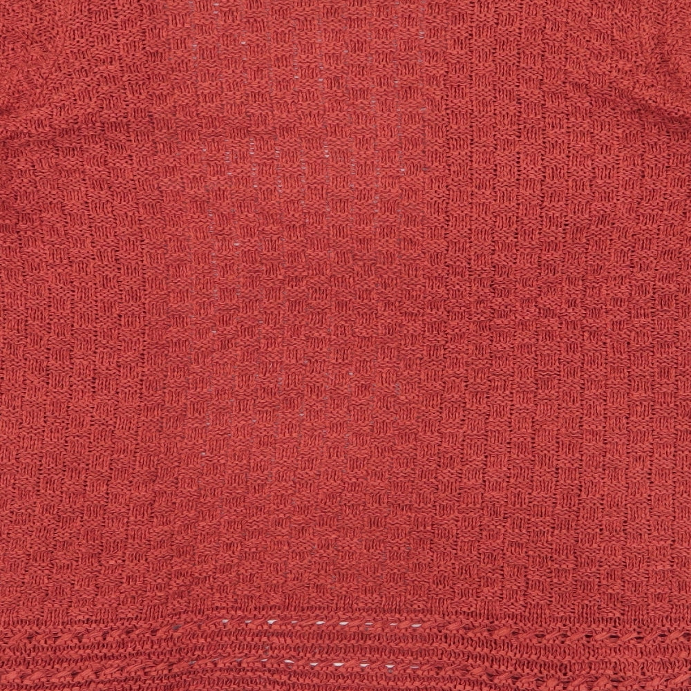 Isle Collection Womens Orange V-Neck Acrylic Cardigan Jumper Size M