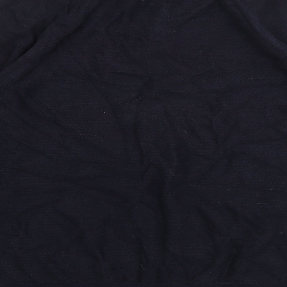 Brand and care label for Marks & Spencer men’s blue high neck cotton jumper, size M