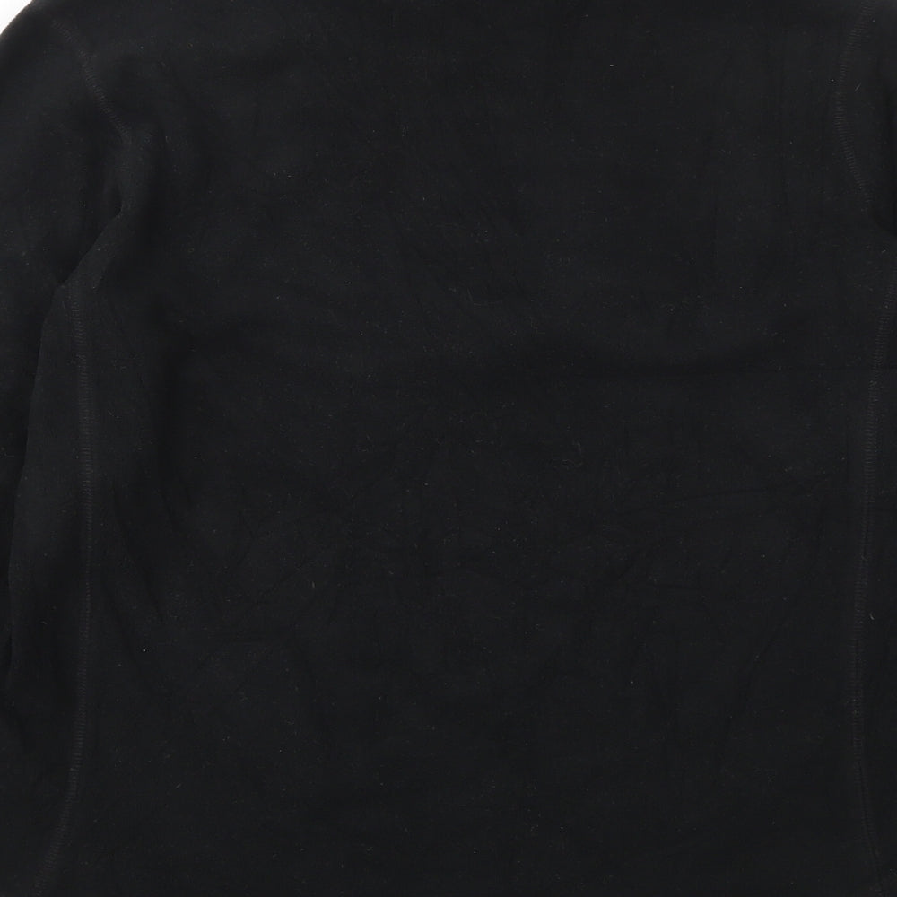 Brand and care label for Gap women’s black polyester pullover sweatshirt, size S, zip