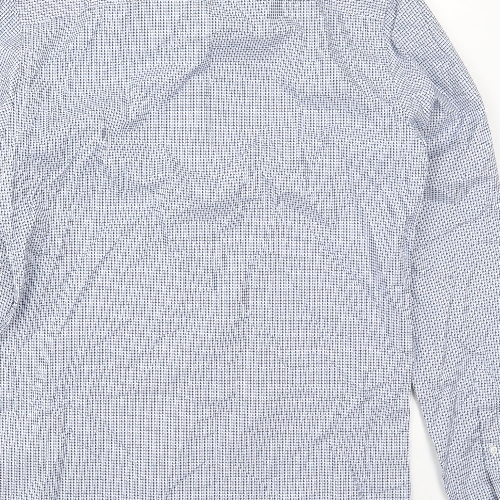 Taylor & Wright Mens Blue Geometric Cotton Button-Up Size 14.5 Collared Button